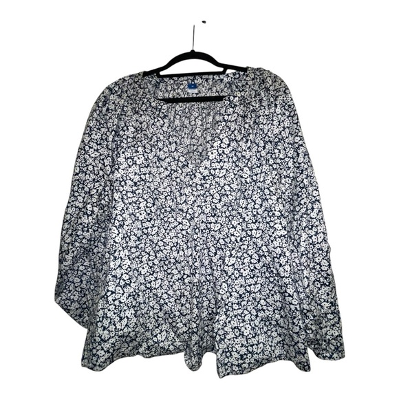 Old Navy Blue and White Floral Blouse - Picture 1 of 9
